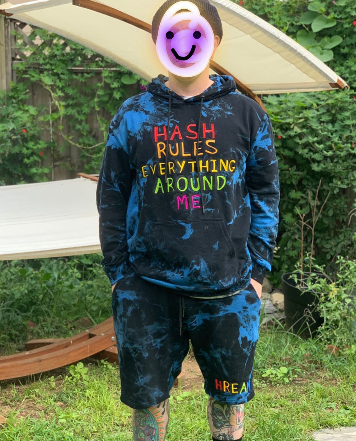 HREAM blue dye shorts